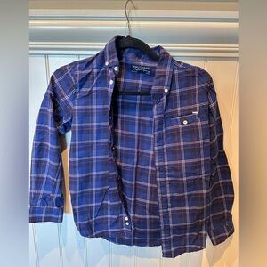 NUKUTAVAKE Boys SIZE 10 Blue White & Red Plaid Button Down Shirt